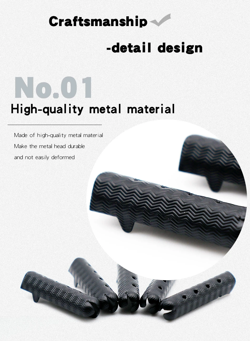 Weiou Shoe Accessories Manufacturer Custom Name or Logo on Simple and Stylish Metal Aglets Black Open Metal Head